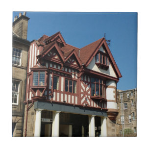 Tudor oak lijst building, Edinburgh, Schotland Tegeltje