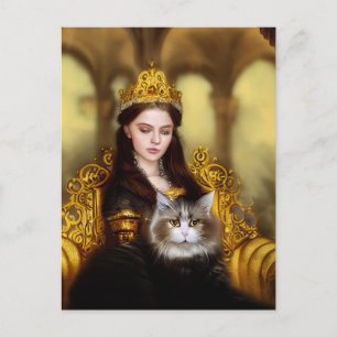 Tudor prinses met haar kat briefkaart