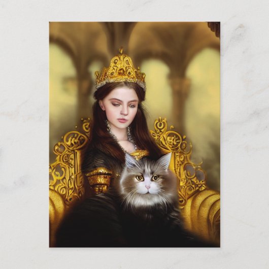 Tudor prinses met haar kat briefkaart (Voorkant)