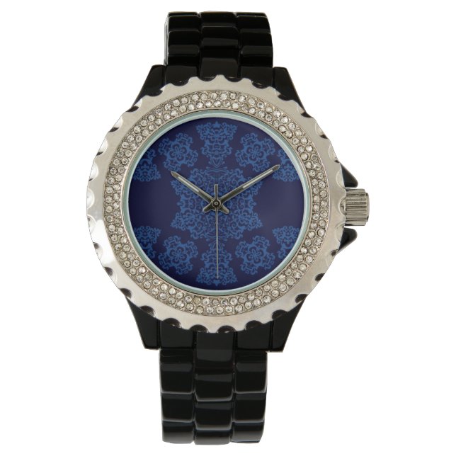 Tudor Roos Damask (blauw) Horloge (Voorkant)