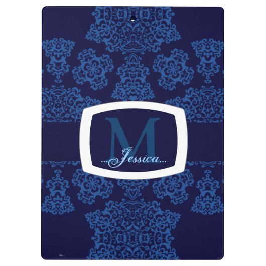 Tudor Roos Damask (Blue) (Monogram) Klembord (Achterkant)
