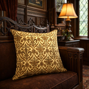 Tudor Roos & Fleur-de-Lis Victoriaans Tijdperk Pat Kussen