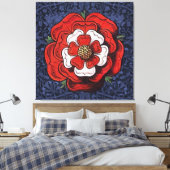 Tudor Roos Rood en Wit Canvas Afdruk (Insitu (Slaapkamer))