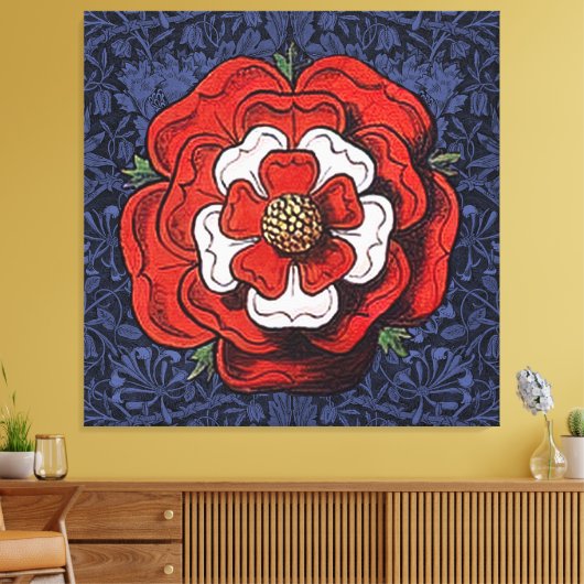 Tudor Roos Rood en Wit Canvas Afdruk (Insitu (Woonkamer))