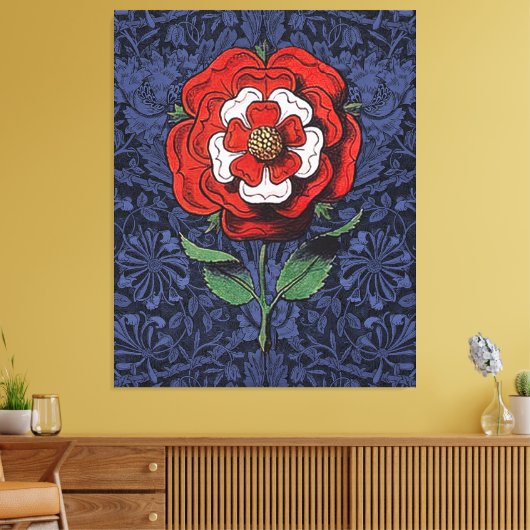 Tudor Roos Rood en Wit Canvas Afdruk (Insitu (Woonkamer))