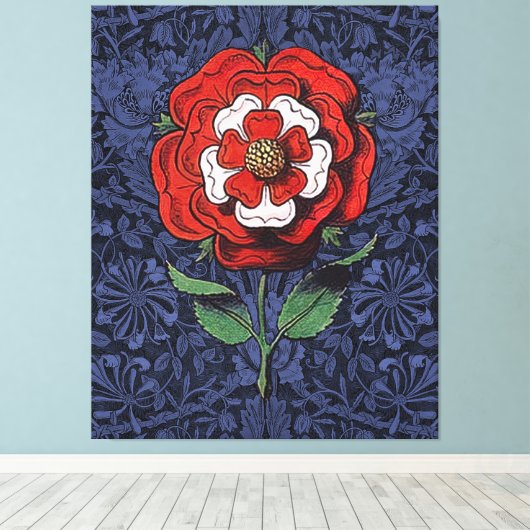 Tudor Roos Rood en Wit Canvas Afdruk (Insitu (Houten vloer))