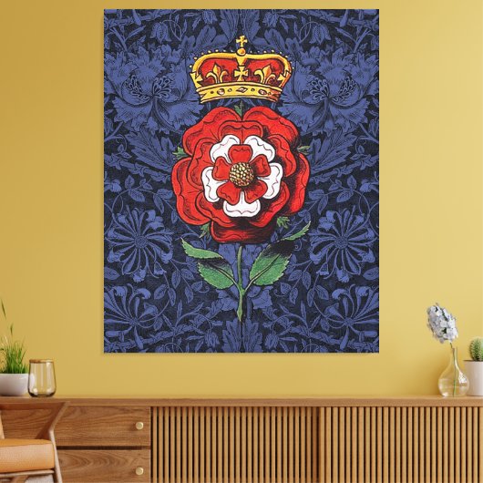 Tudor Roos Rood en Wit Canvas Afdruk (Insitu (Woonkamer))