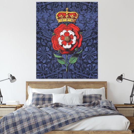Tudor Roos Rood en Wit Canvas Afdruk (Insitu (Slaapkamer))