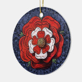 Tudor Roos Rood en Wit Keramisch Ornament (Links)