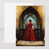 Tudor-vrouw in crimson gown bedankkaart (Voorkant / Achterkant)