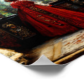 Tudor-vrouw in crimson gown poster (Hoek)