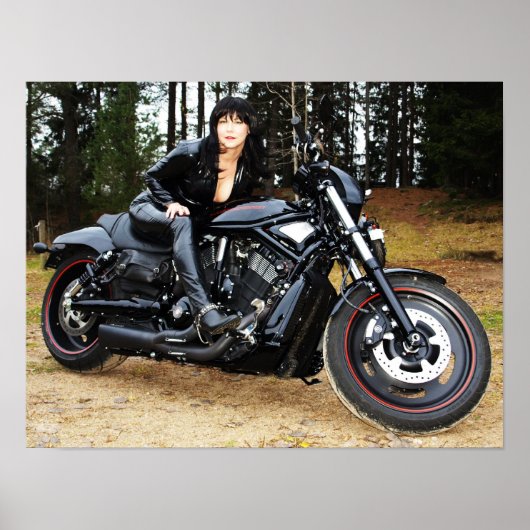 Tuff motorcykel med tuff mc-tjej! poster (Voorkant)