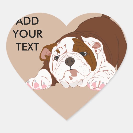Tuff Pup Playful Bulldog Puppy Hart Sticker (Voorkant)