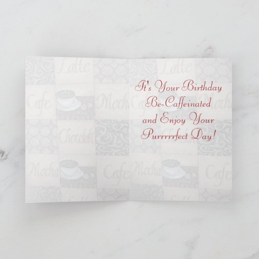 Tuffy McDuff's Mocha Dream Cat Birthday Kaart (Binnen)