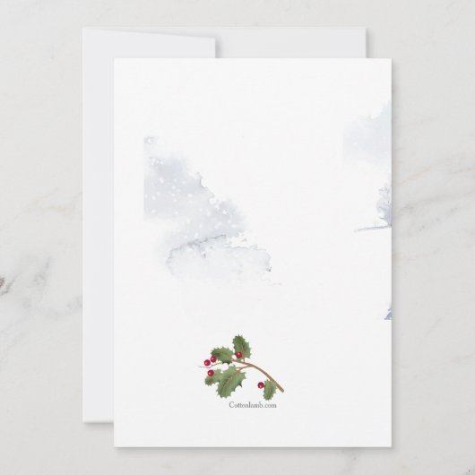 Tufted Bird op Berry Branch Holiday Bewegende Anno Kaart (Achterkant)