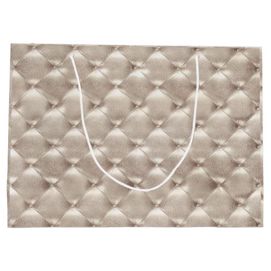 Tufted Leather Ivory Parly Metallic Glam Luxury Large Cadeautasje (Achterkant)