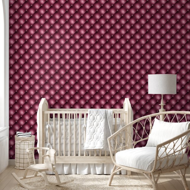 Tufted patroon bordeaux maroon geometrische diagon behang (Kinderen)