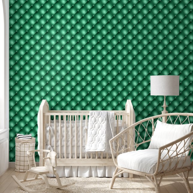 Tufted patroon smaragdgroene geometrische diagonaa behang (Kinderen)