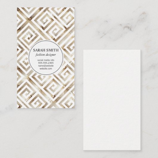 Tufted Stof Kussen / Goud Metallic Visitekaartje (Voorkant / Achterkant)