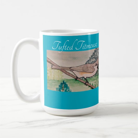 Tufted Titmouse Azure Blue Koffiemok (Links)