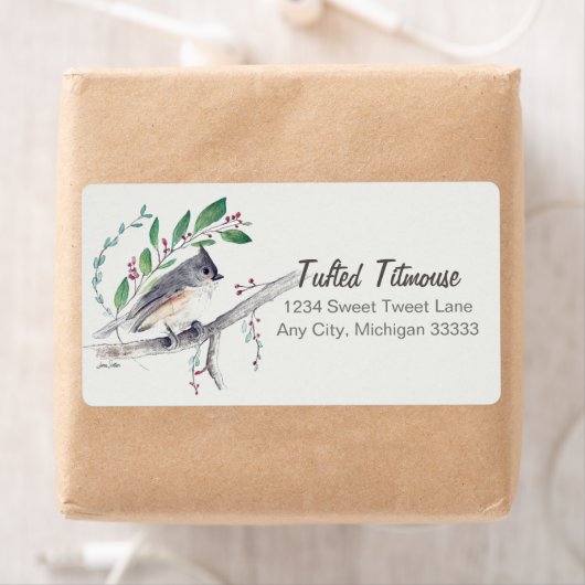 Tufted Titmouse Bird Art Etiket (Insitu)