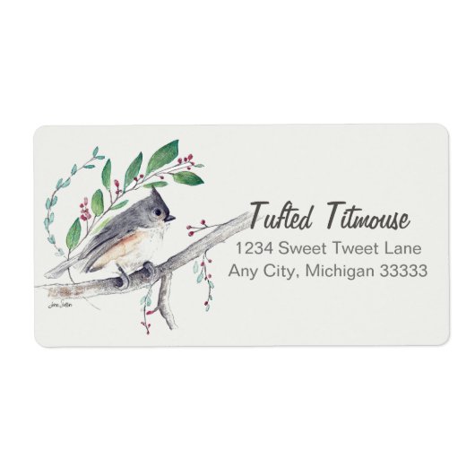 Tufted Titmouse Bird Art Etiket (Voorkant)