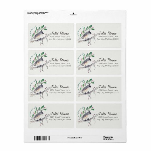 Tufted Titmouse Bird Art Etiket (Full Sheet)