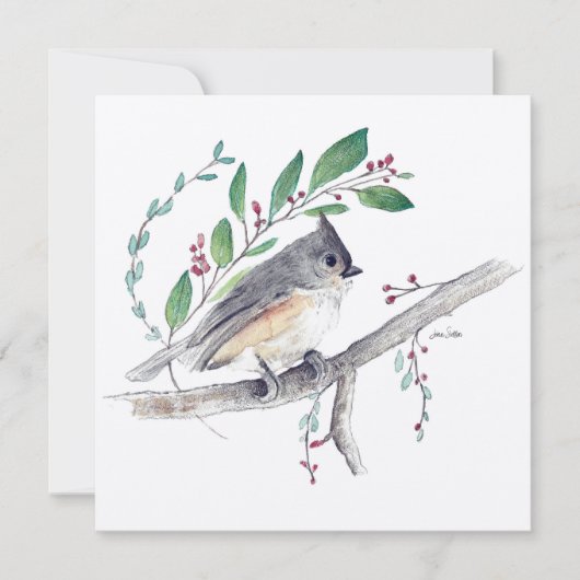 Tufted Titmouse Bird Art Kaart (Voorkant)