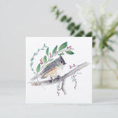 Tufted Titmouse Bird Art Kaart (Staand voorkant)