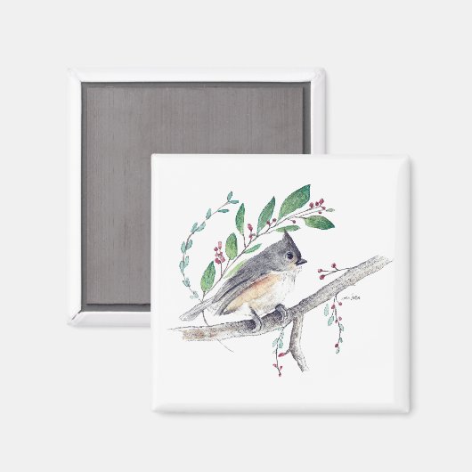 Tufted Titmouse Bird Art Magnet (Voorkant / Achterkant)