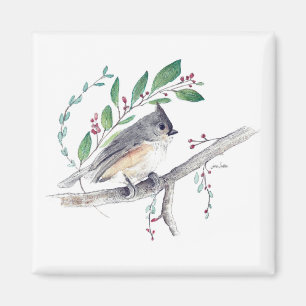 Tufted Titmouse Bird Art Magnet