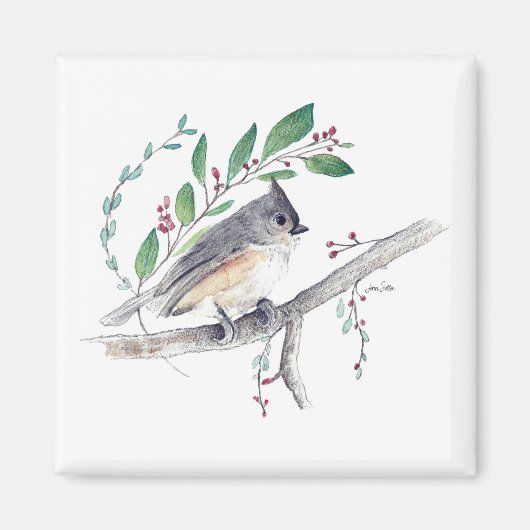 Tufted Titmouse Bird Art Magnet (Voorkant)