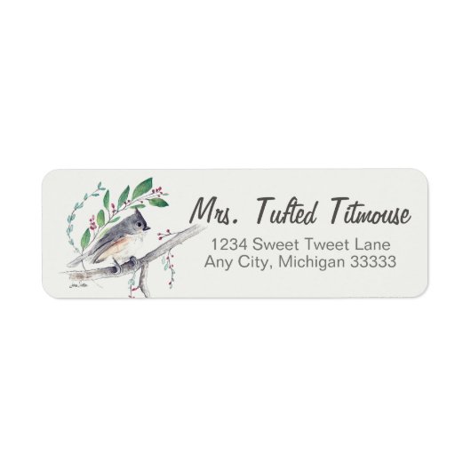 Tufted Titmouse Bird Art Return Label (Voorkant)