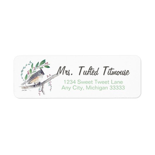 Tufted Titmouse Bird Art Return Label (Voorkant)
