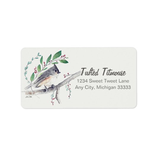 Tufted Titmouse Bird Art Return Label (Voorkant)