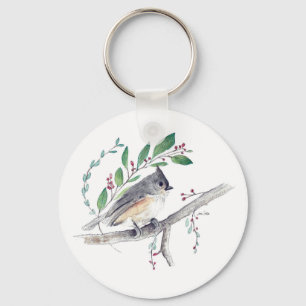 Tufted Titmouse Bird Art Sleutelhanger