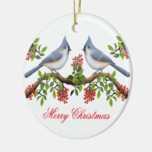 Tufted Titmouse Couple Holiday Ornament (Links)