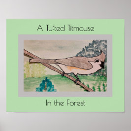 Tufted Titmouse in het bos Poster