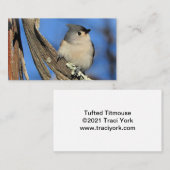 Tufted Titmouse op een Shagbark boom Visitekaartje (Voorkant / Achterkant)