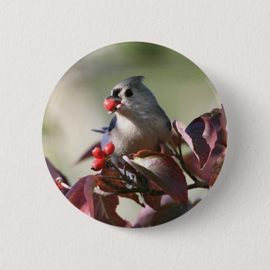 tuftitmuis met bessen ronde button 5,7 cm (Voorkant)