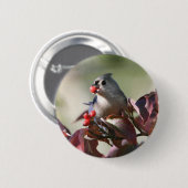 tuftitmuis met bessen ronde button 5,7 cm (Voorkant /achterkant)