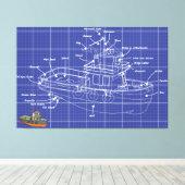 Tug Boat Canvas Afdruk (Insitu (Houten vloer))