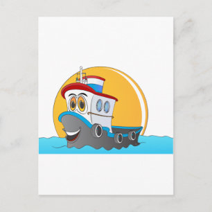 Tug Boat-Cartoon Briefkaart