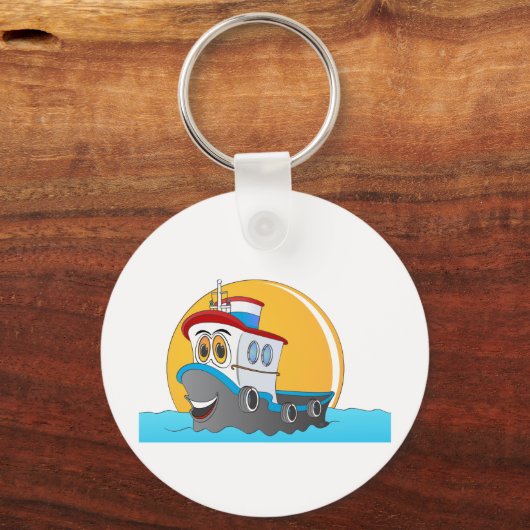 Tug Boat-Cartoon Sleutelhanger (Voorkant)