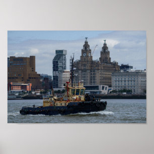 Tug Boat en Liver Building Poster