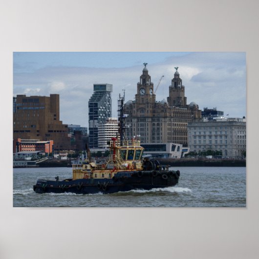 Tug Boat en Liver Building Poster (Voorkant)