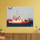 Tug Boat op Mutiny Bay met een vogel Canvas Afdruk (Insitu (Woonkamer))