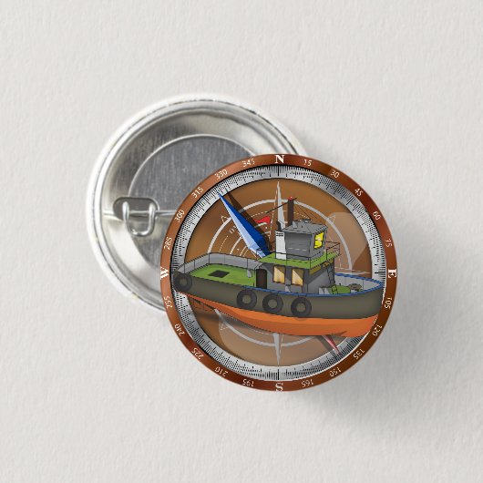 Tug Boat Ronde Button 3,2 Cm (Voorkant /achterkant)