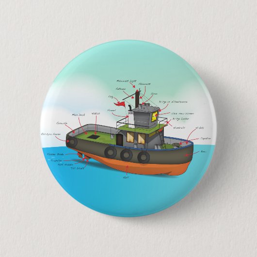 Tug Boat Ronde Button 5,7 Cm (Voorkant)