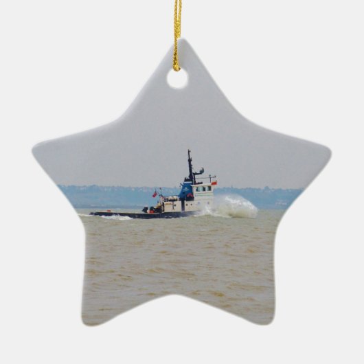 Tug-boot, slagwind en breedband keramisch ornament (Voorkant)